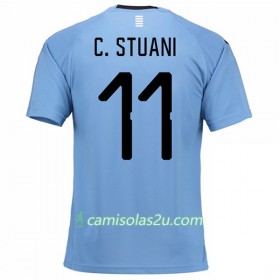 Camisolas de Futebol Uruguai C.Stuani 11 Equipamento Principal Copa do Mundo 2018 Manga Curta